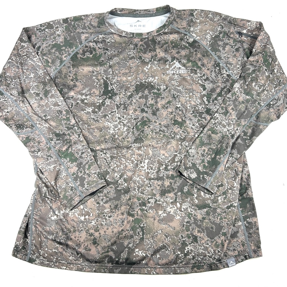 Skre Shirt Mens 2XL Brown Camo Hunting Hardscrabble Base Layer Long Sleeve Top